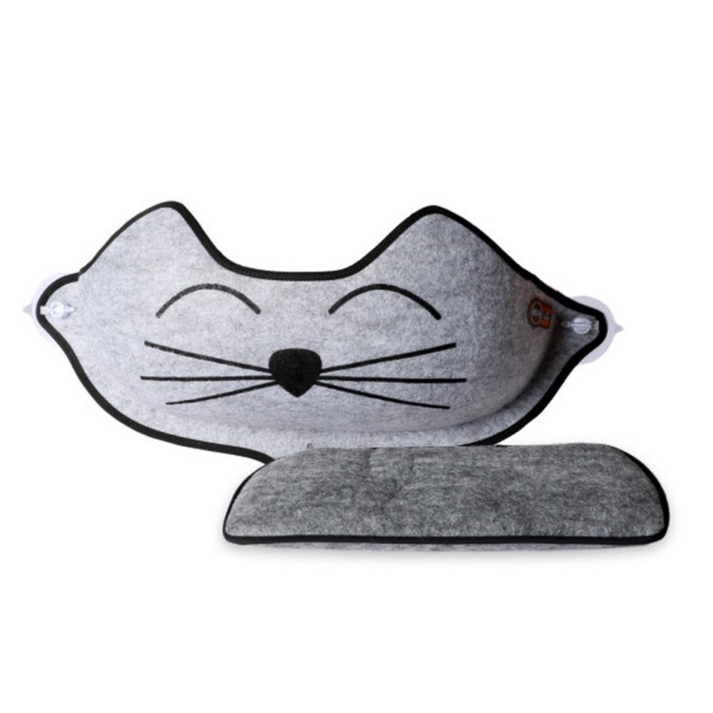 K&H Pet Products EZ Mount Cat Bed Window Sill Gray with Kitty Face 27 X 11 X 6